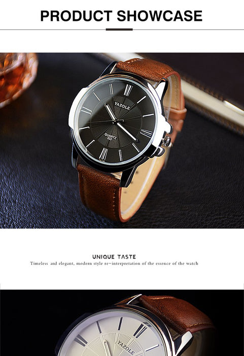 Mens Watches Blue Glass Watch Waterproof Leather