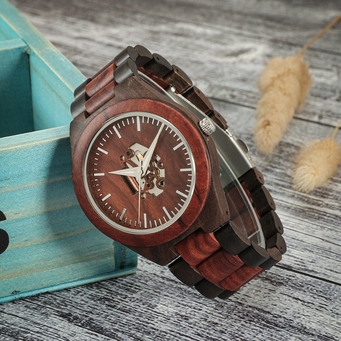 New Men's Hollow Wooden Watch Wooden Quartz Watch