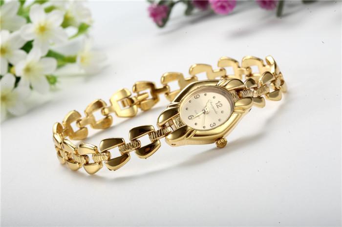 Gold Plated Women Bracelet Wristwatch