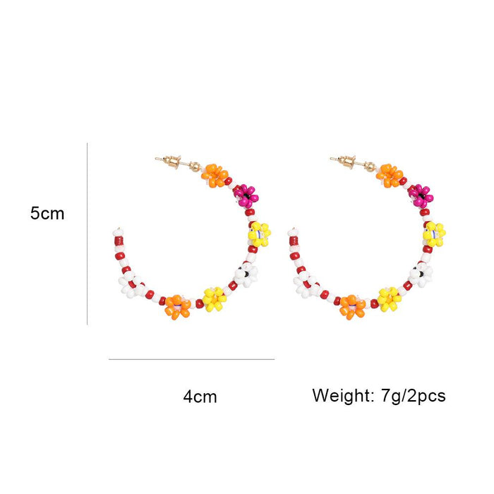 New Female Jewelry Flower Beaded Earrings Accessories