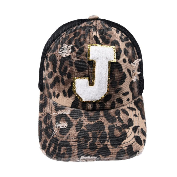 26 Letters Leopard Print Baseball Cap