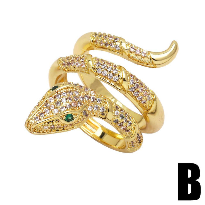 Light Luxury and High Feeling Diamond Angel Wing Ring Snake Ring