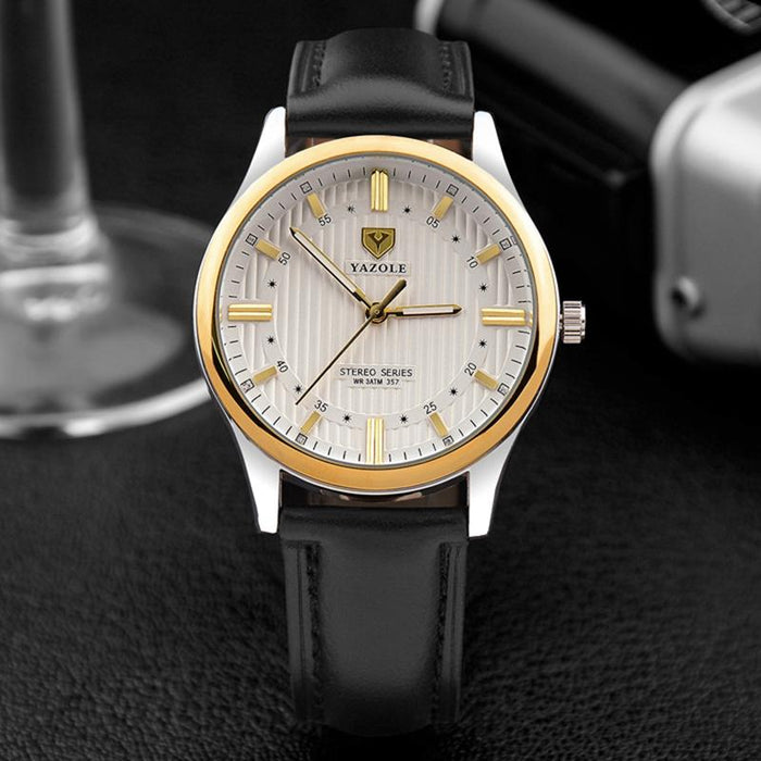 Yazole Watch Business Men's Watch Unique Luminous Leisure Leather Watches Fashion Quartz Watch