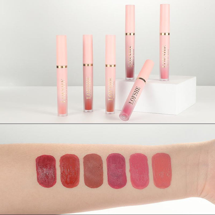 6-colour non stick cup matte lip enamel lipstick