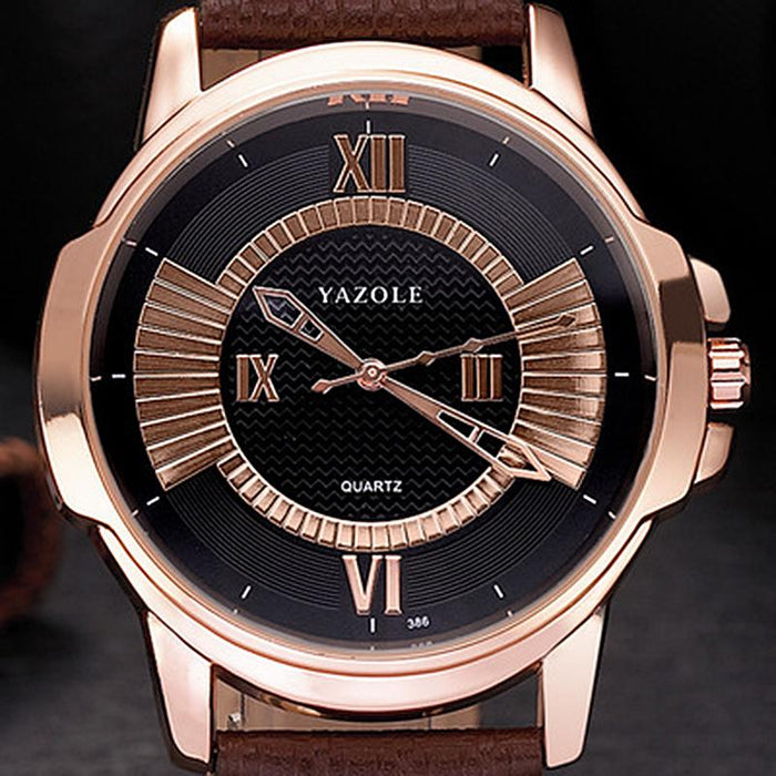 Yazole Luxury Business Male Clock Quartz-wristwatch Leisure Leather Watch