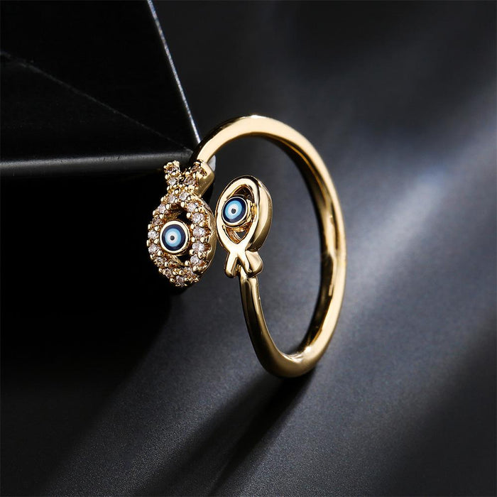 Oil Drop Magic Eye Pisces Geometric Open Ring