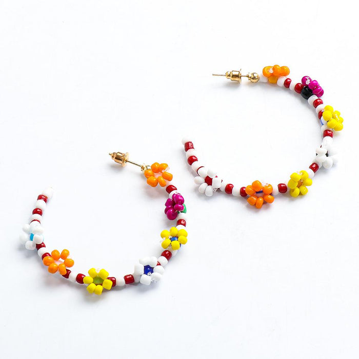 New Female Jewelry Flower Beaded Earrings Accessories