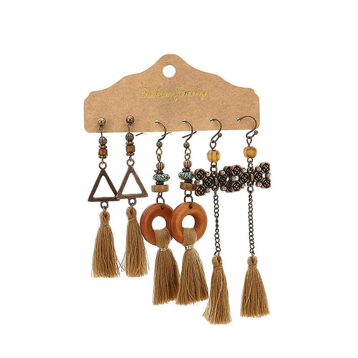 Geometric Bohemian National Style Fashion Big Circle Tassel Earrings