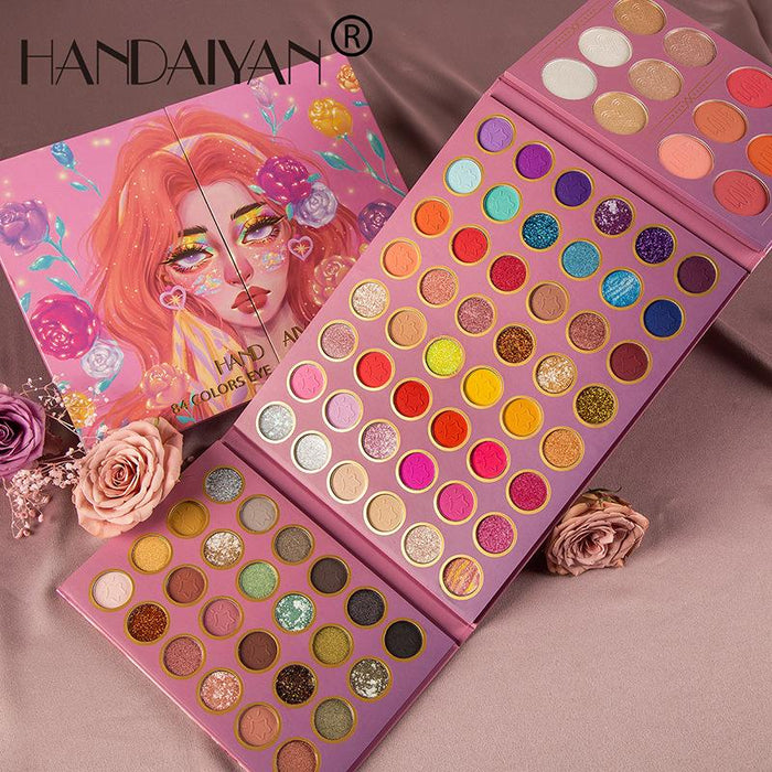 84 colour makeup, eye shadow + blush + high gloss eye shadow set box, pearl light matte eye shadow.