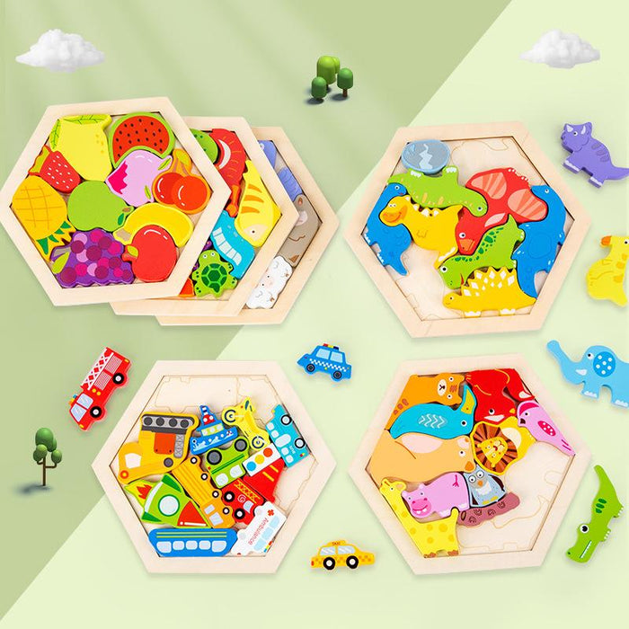 Children's Wooden Three-dimensional Cartoon Puzzle Toy