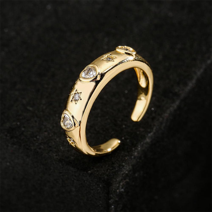 Trendy Heart Zircon Geometric Open Ring