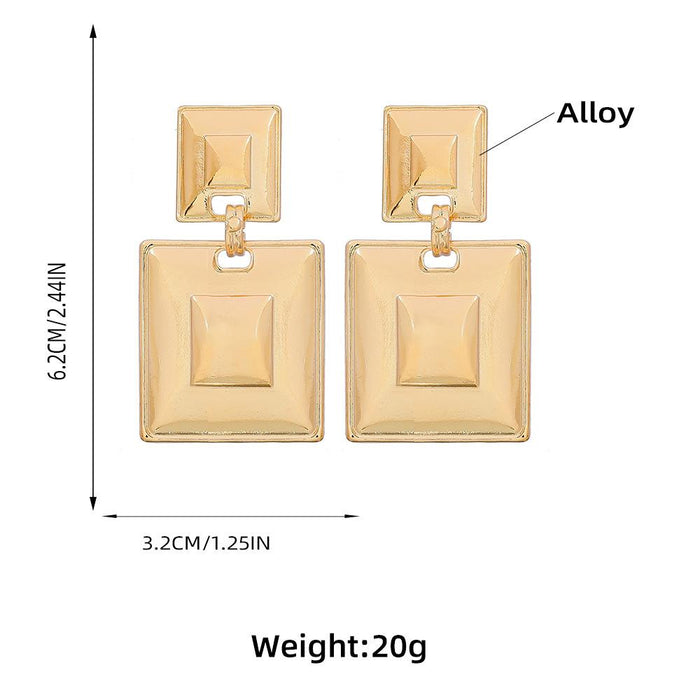 Geometric Simple Multi-layer Alloy Electroplating Earrings