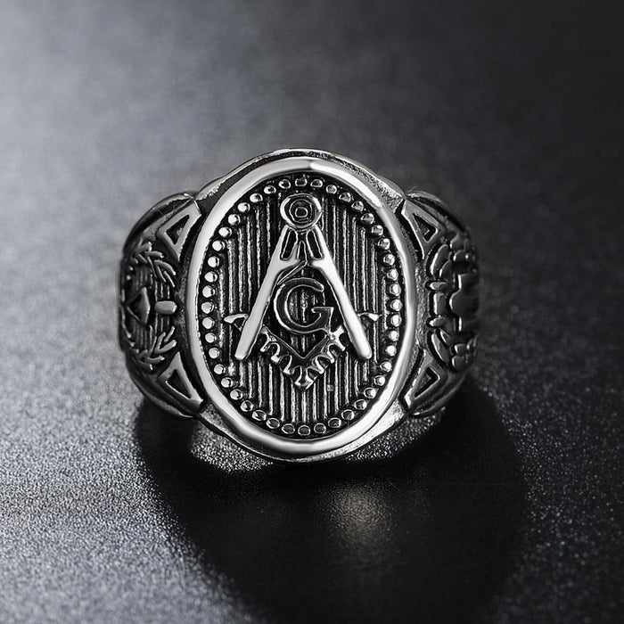 Gold Freemasonry Member Men's Titanium Steel Ring