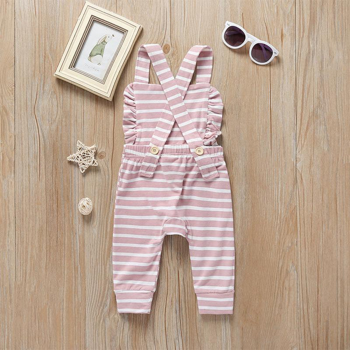 Baby Girls' Summer Striped Suspender Jumpsuit