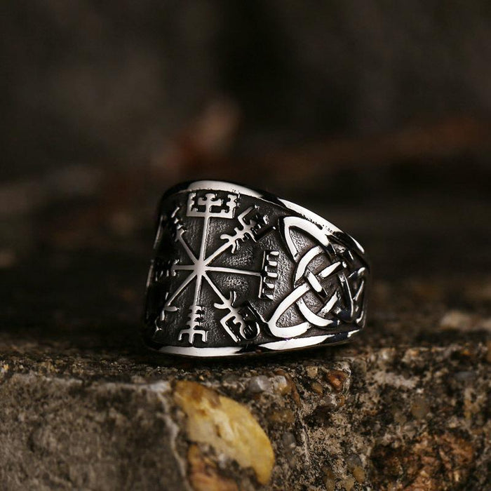 New Vintage Viking Rune Stainless Steel Ring Men's Trend Titanium Steel Ring Jewelry