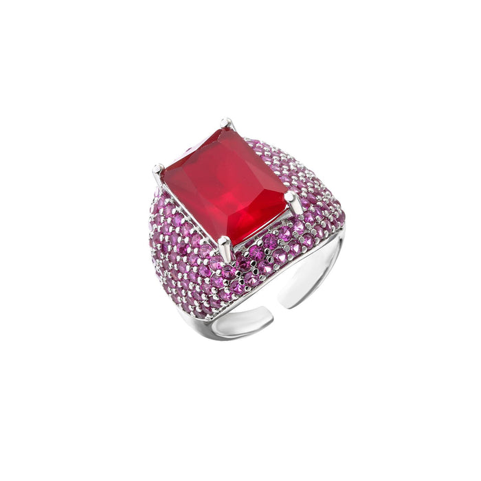 Colourful Square Zircon Inlaid Ring