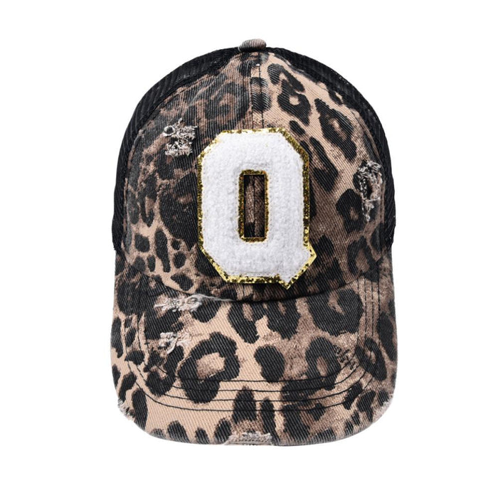 26 Letters Leopard Print Baseball Cap