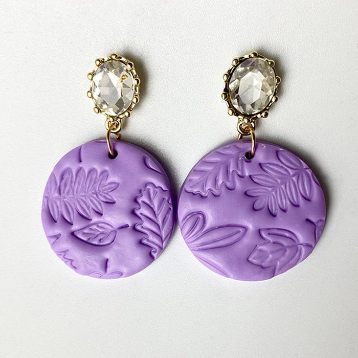 Hand Made Soft Pottery Earrings and Earrings with Embossed Flowers