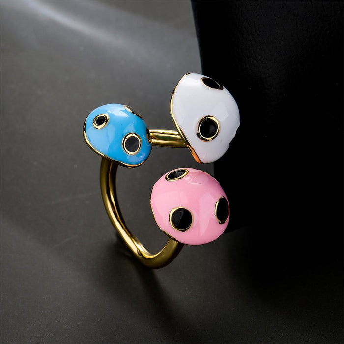 New Gold Color Mushroom Open Women's Ring