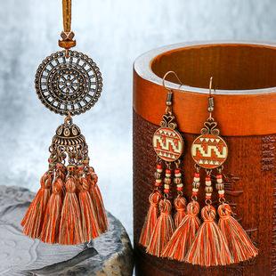 Earring + Necklace Set Handmade Tassel National Style Jewelry