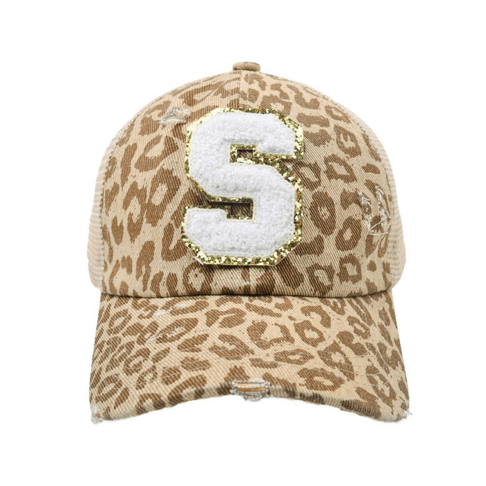 New Leopard 26 Letter Baseball Cap Sports Permeable Mesh Cap