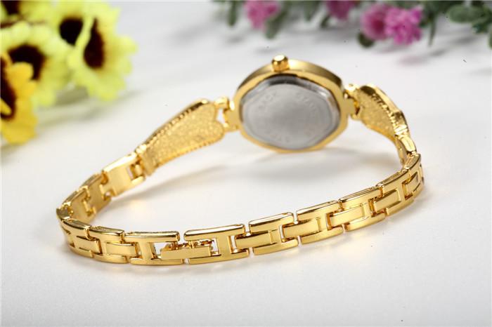 Gold Plated Women Bracelet Wristwatch