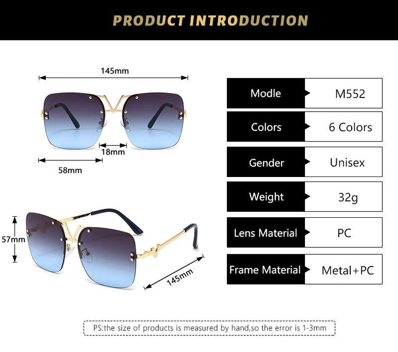 Metal square colour large frame sunglasses