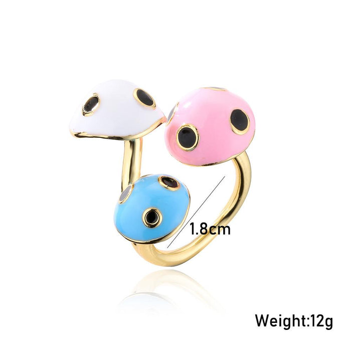 New Gold Color Mushroom Open Women's Ring