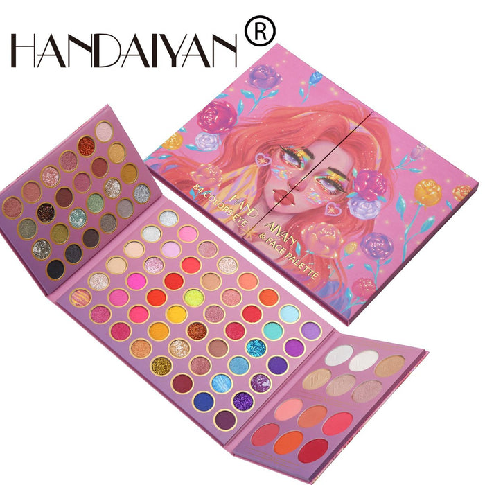 84 colour makeup, eye shadow + blush + high gloss eye shadow set box, pearl light matte eye shadow.