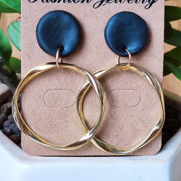 Advanced Morandi Color Irregular Metal Soft Ceramic Earrings Earrings