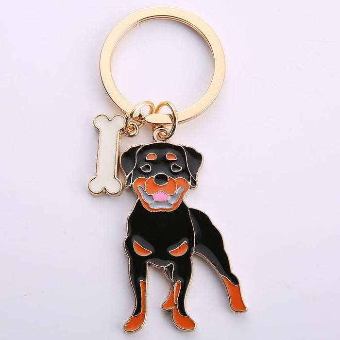 Multicolour Pet Dog Painted Zinc Alloy Keychain