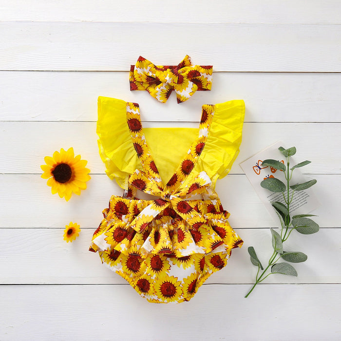 Sunflower false strap BODYSUIT