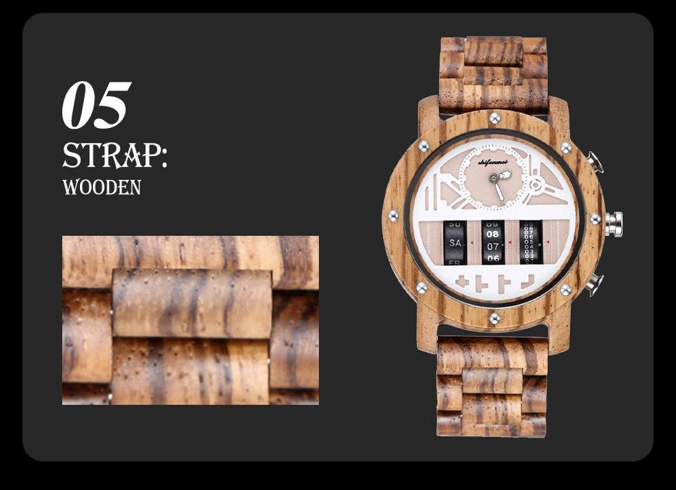 Multifunctional Men's Wooden Watch Outdoor Sports Watch