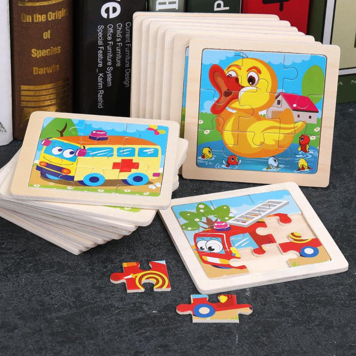 Children's Wooden Cartoon Animal Puzzle Toy