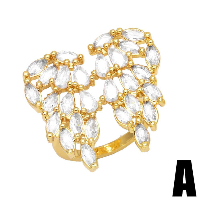 Light Luxury and High Feeling Diamond Angel Wing Ring Snake Ring