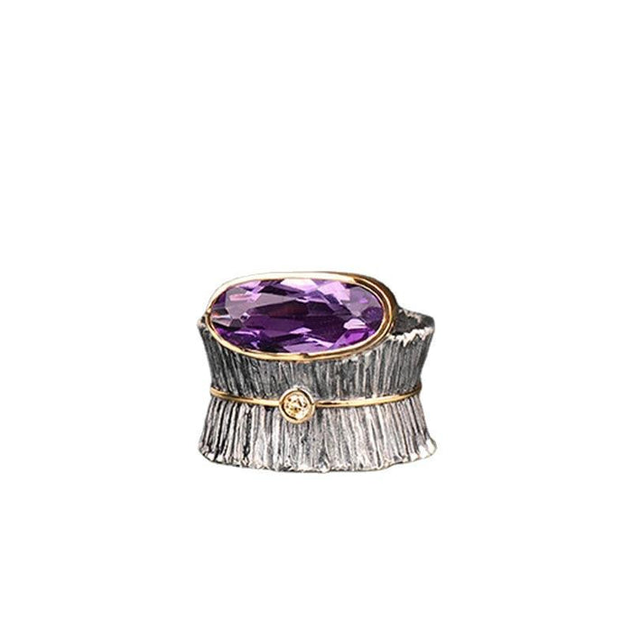 Fashion Exaggerated Two-color Fuchsia Topaz Ring