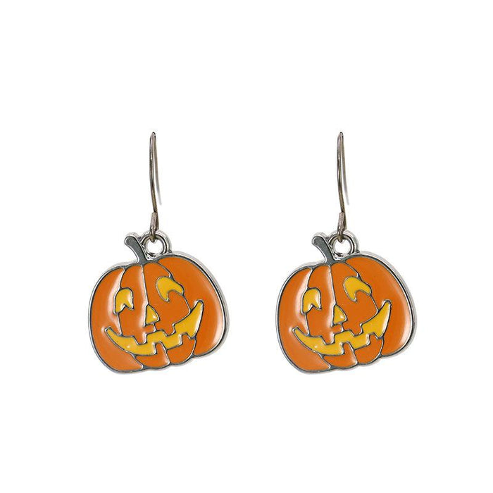 Skeleton Pumpkin Ghost Spider Web Long Earrings Oil Drop Jewelry