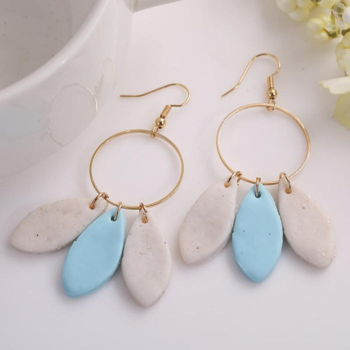 Modern Simple Geometric Imitation Flower Soft Pottery Earrings and Earrings