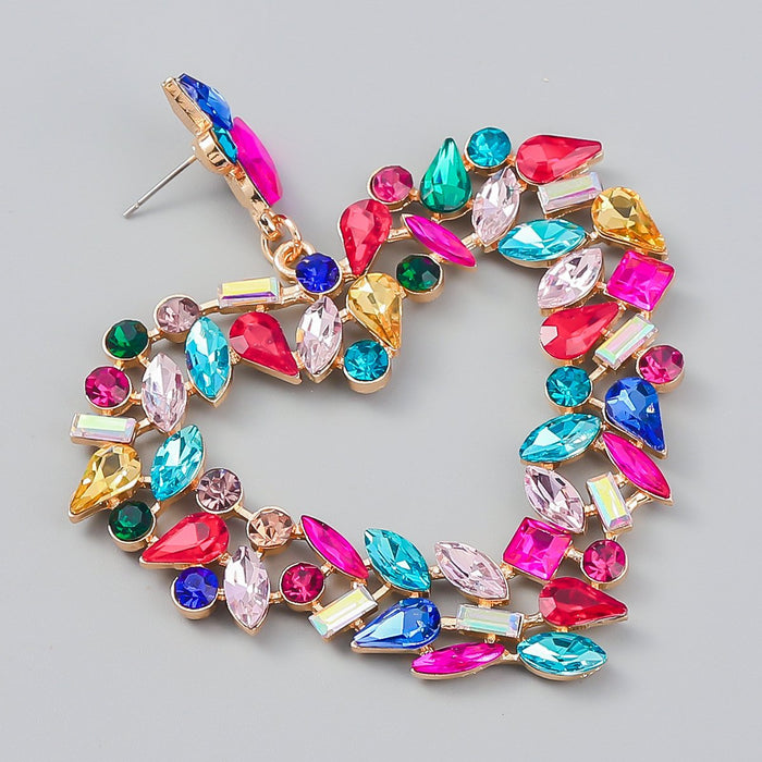 Flower Alloy Love colourful Rhinestone Earrings Female