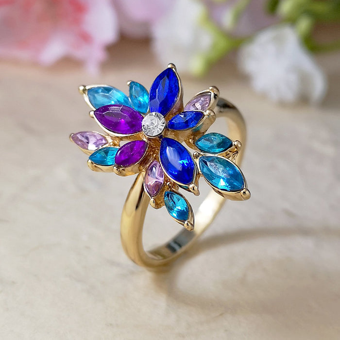 Flower Colorful Ring Women's Personalized Hand Jewelry Trend Ring