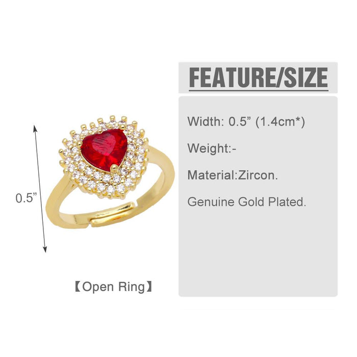 Light Luxury, High-quality, Full Diamond Zircon Heart-shaped Ring