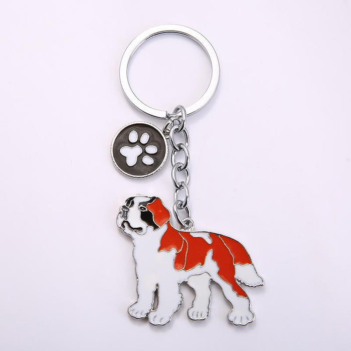 Multicolour Pet Dog Painted Zinc Alloy Keychain