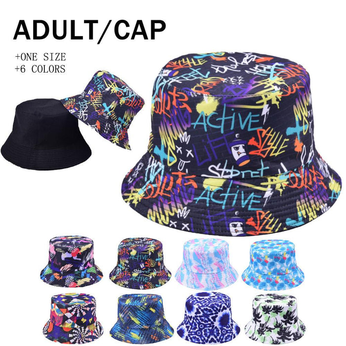 Graffiti Printed Fisherman Hat Hip Hop Sun-shading Hat Wear On Both Sides