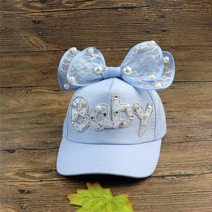 Summer BABY Bow Beads Girls Children's Baseball Cap