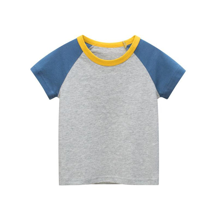 Children's short sleeved T-shirt sleeve solid colour no pattern