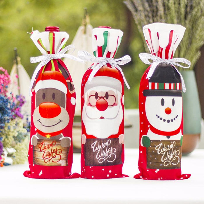 Christmas Decorations For Home Santa Claus Wine Bottle Cover