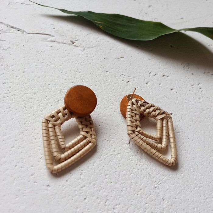 National Style Retro Fashion Geometric Vine Woven Earrings