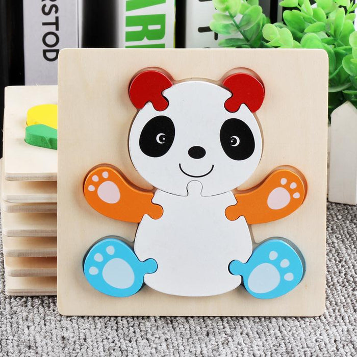 Children's Wooden Cartoon Animal Stereo Puzzle Toy