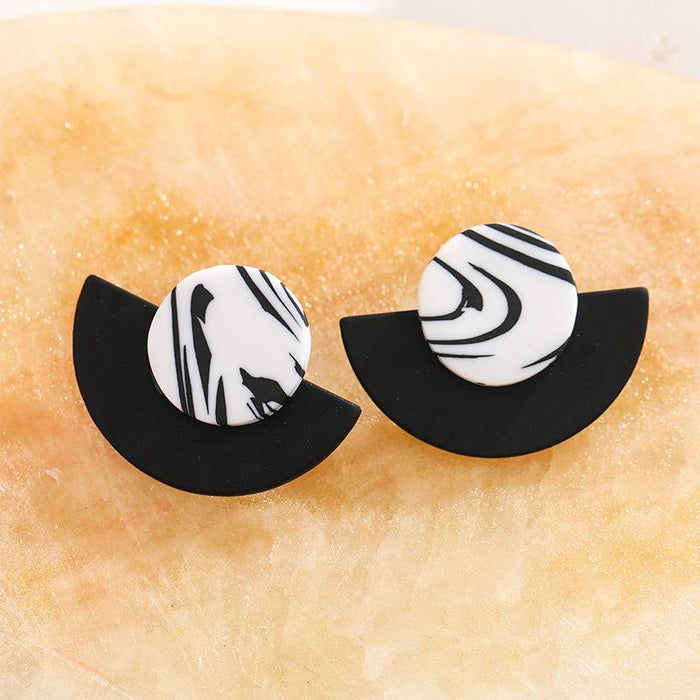 Marble Simple Geometric Earrings Irregular Soft Ceramic Earrings