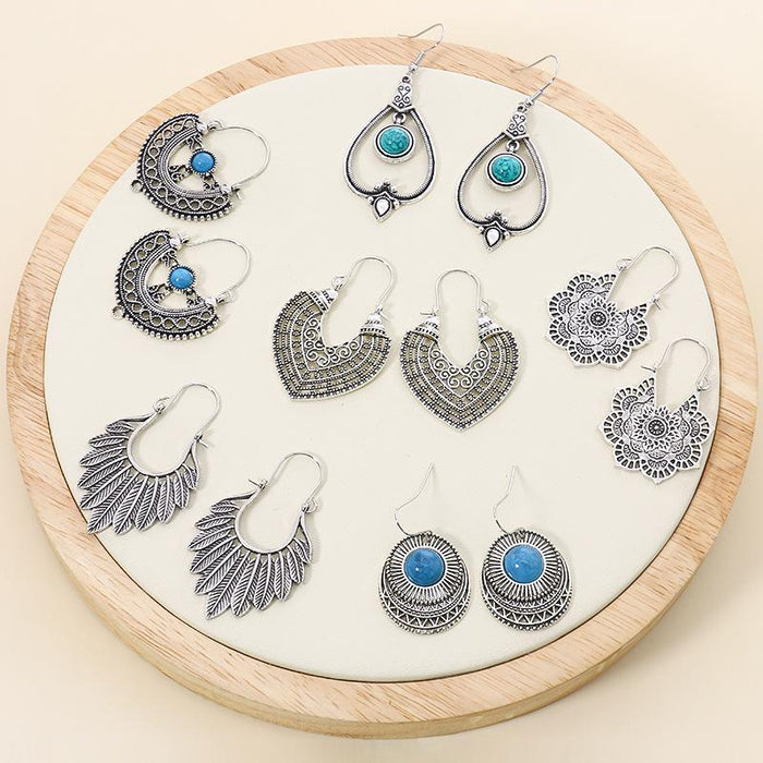 Ethnic Style Female Bohemian Court Style U-shaped Earrings Jewelry